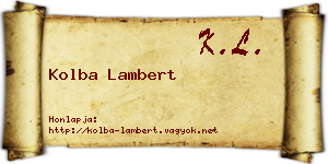 Kolba Lambert névjegykártya